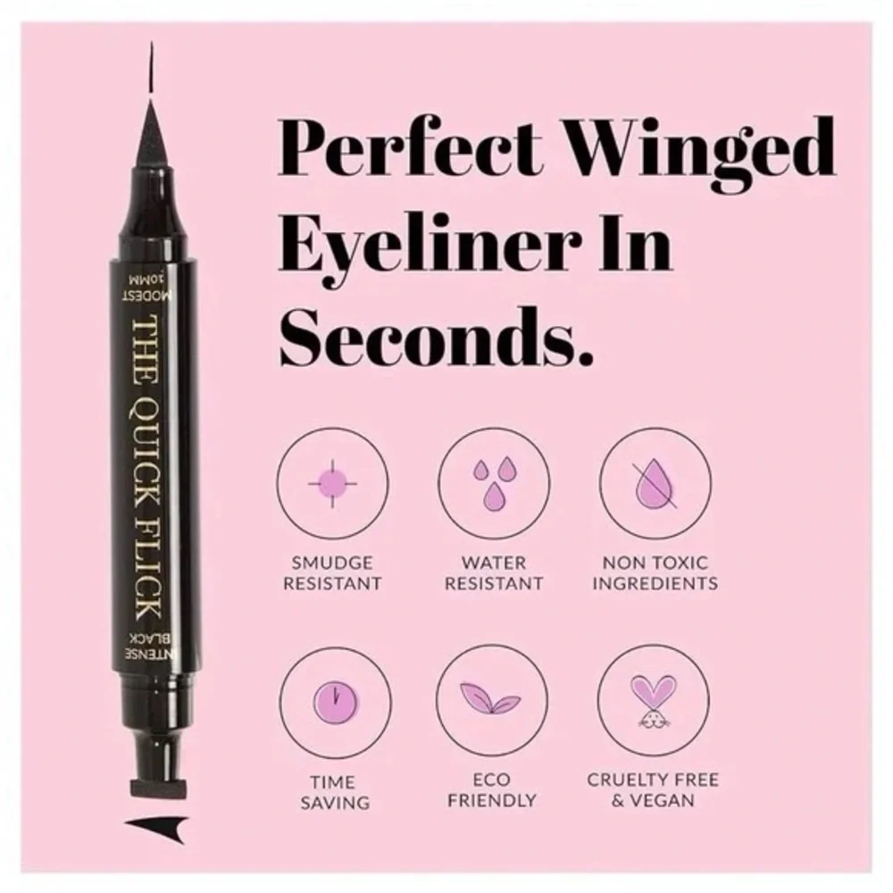 The Quick Flick Perfect Wings Eyeliner Stamp Intense Black Modest Full Size NWT!
